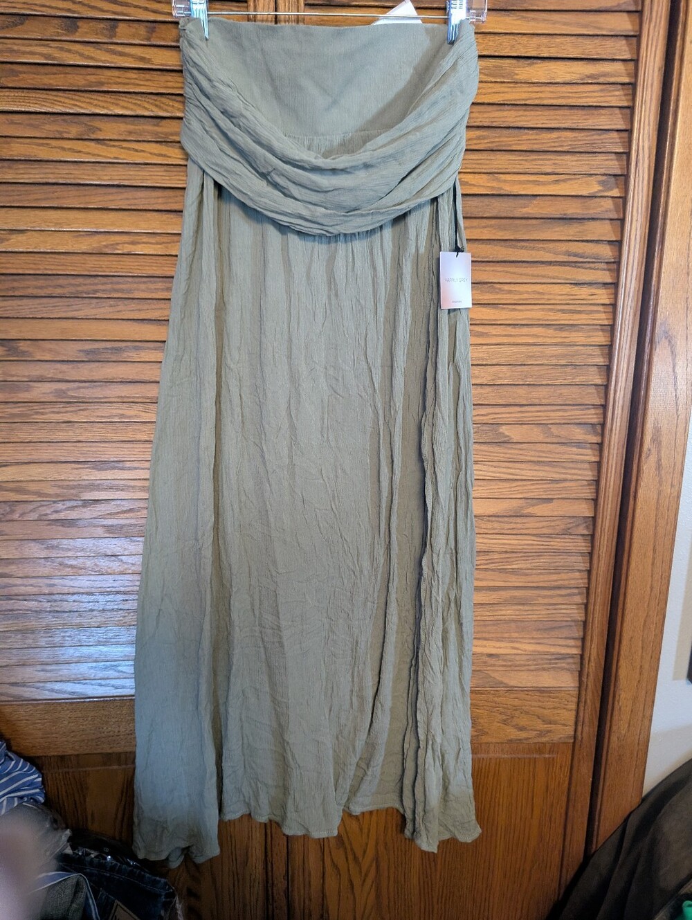 Happily Gray New Green Maxi Skirt Size Large Smoked Waist